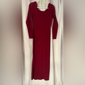 Long red cashmere sweater dress